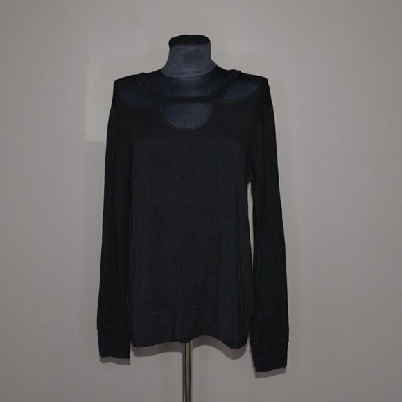 LNA Revolve Black Long Sleeve Cut Out Top Sz S - Picture 2 of 5